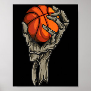 Basball Skull And Skeleton Hand Graphic Kids Boys Poster