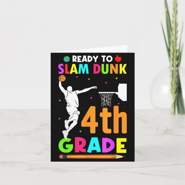 Basball Slam Dunk Last Day Of School Fourth Grade Card (Front)