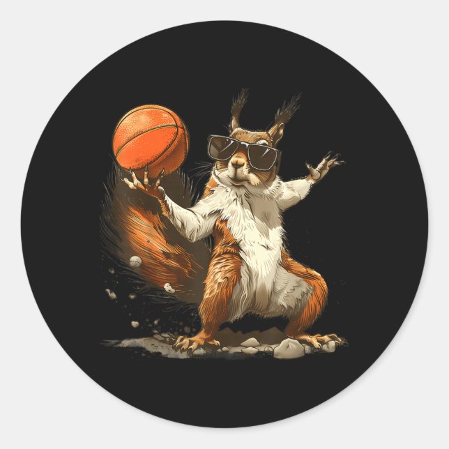 Basball Squirrel Basball Lover Basball Hoop Classic Round Sticker (Front)
