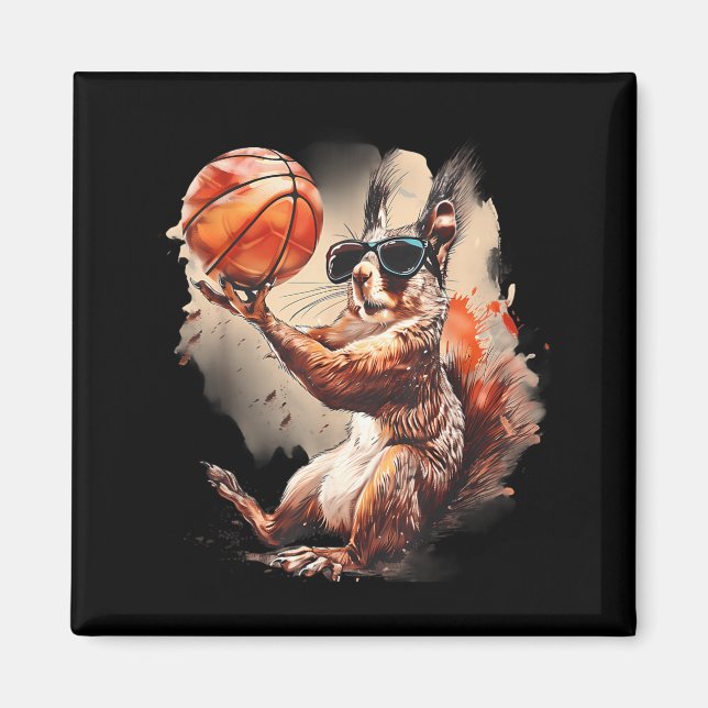 Basball Squirrel Bball Player Animal Art Basball Magnet (Front)
