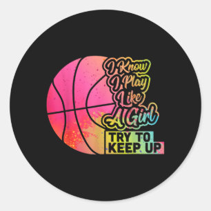 Basball Women Funny Gift Team Play Like A Girl Classic Round Sticker