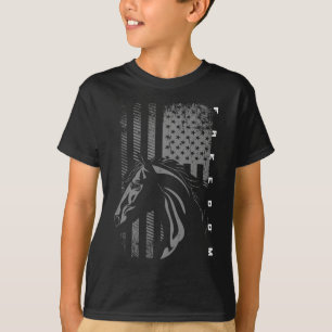 Basbo Uni-kids Black Flag Print - Horseback Riding T-Shirt