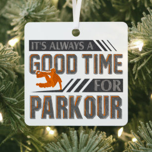 Base Jumping It's Always a Good Time to Parkour Metal Tree Decoration