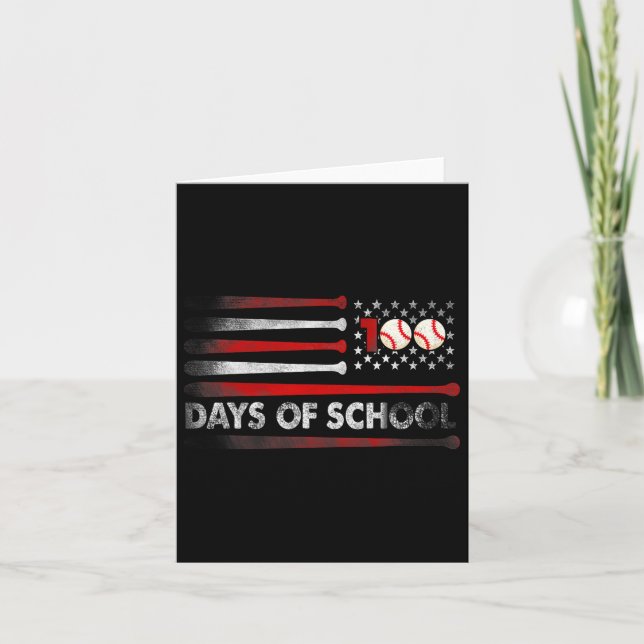 Baseball 100 Days Of School Baseball 100th Day Tea Card (Front)