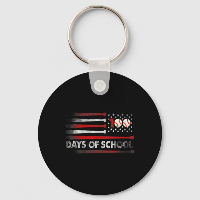 Baseball 100 Days Of School Baseball 100th Day Tea Key Ring (Front)