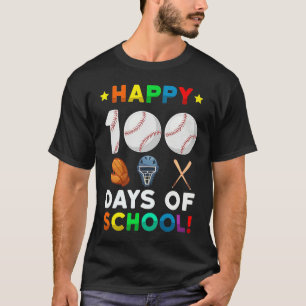 Baseball 100 Days of School Happy 100th Day Teache T-Shirt
