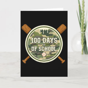 Baseball 100th Day Of School Camouflage Card