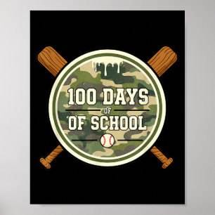 Baseball 100th Day Of School Camouflage Poster