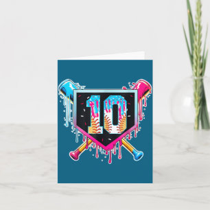 Baseball 10 year old boy ice cream drip 10th card