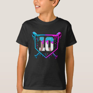 Baseball 10th Birthday Ice Cream Drip 10 Year Old  T-Shirt