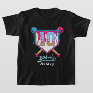 Baseball 10th Birthday Ice Cream Drip 10 Years T-Shirt
