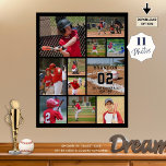 Baseball 11 Photo Collage Personalised Poster<br><div class="desc">Create a personalised baseball photo collage poster utilising this easy-to-upload photo collage template with 11 pictures in various shapes and sizes with the player name, number and team or club name against your choice of background colour (shown in black). OPTIONS: The sample shown is a 16x20" on value poster paper;...</div>