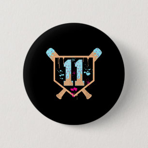 Baseball 11 Year Old Ice Cream Drip 11th Birthday  6 Cm Round Badge