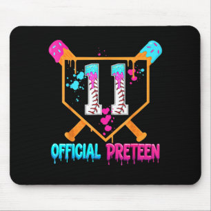 Baseball 11 Year Old Ice Cream Drip 11th Birthday Mouse Pad