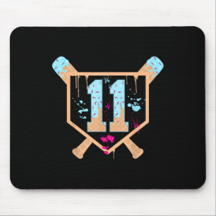 Baseball 11 Year Old Ice Cream Drip 11th Birthday Mouse Pad