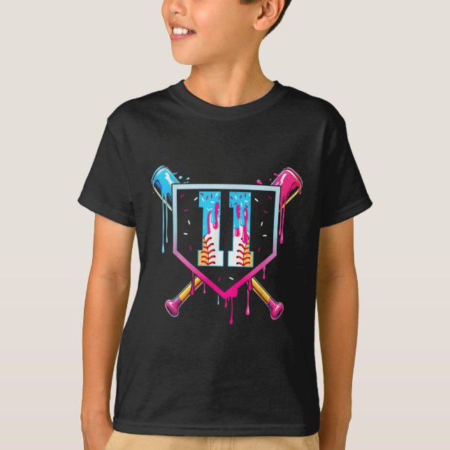 Baseball 11 Year Old Ice Cream Drip 11th Birthday  T-Shirt (Front)
