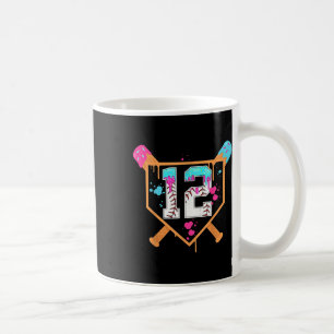 Baseball 12th Birthday Boy Ice Cream Drip 12 Year Coffee Mug