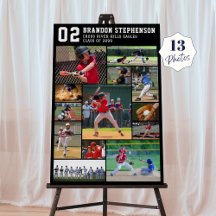 Baseball 13 Photo Collage Player Name Number