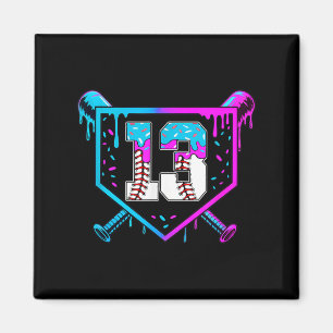 Baseball 13th Birthday Ice Cream Drip 13 Year Old Magnet