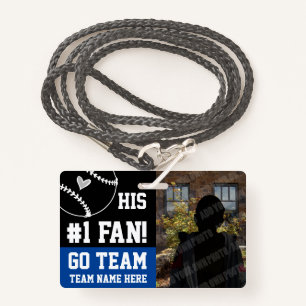 Baseball #1 Fan Team Name and Player Blue ID Badge
