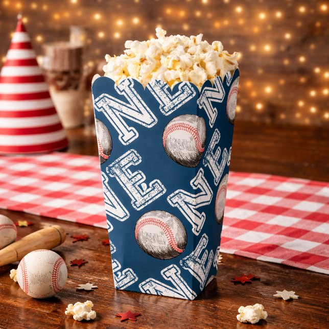 Baseball 1st Birthday Favor Box Rookie of the Year (Rookie of the Year Baseball 1st Birthday Popcorn Favor Boxes)