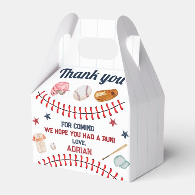 Baseball 1st Birthday Favour Box (Front Side)