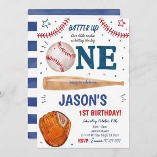 Baseball 1ST Birthday Invitation 