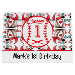 Baseball 1st Birthday Party Large Gift Bag