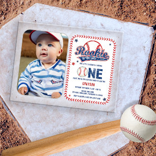 Baseball 1st Birthday Rookie Photo Acrylic Invitations