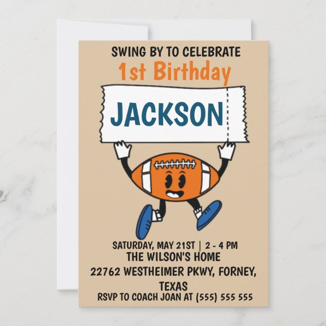 Baseball 1st birthday Sports Theme Invitation (Front)