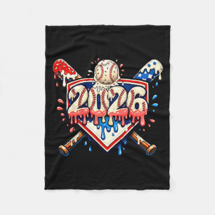 Baseball 2026 Ice Cream Drip Bats For Boys Birthda Fleece Blanket