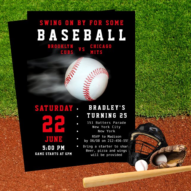 Baseball 25th Birthday Sports Party Game Day Invitation (Creator Uploaded)