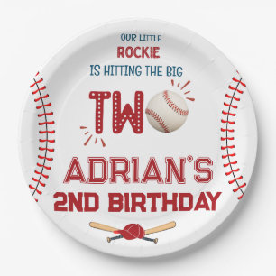 Baseball 2nd birthday boy paper plate
