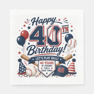 Baseball 40th Birthday Party  Napkin