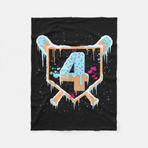 Baseball 4 Year Old Ice Cream Drip 4th Birthday Bo Fleece Blanket