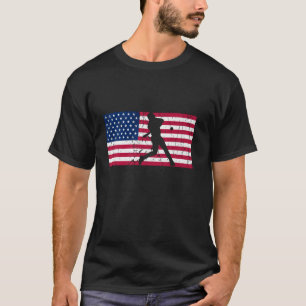 Baseball 4th of July American Flag USA America Pat T-Shirt