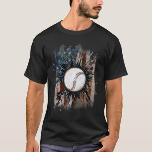 Baseball 4th Of July Men USA American Flag Boys T-Shirt
