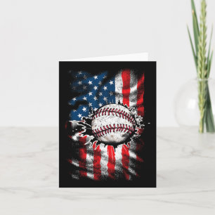 Baseball 4th Of July Usa American Flag Men Boys Card