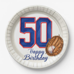 Baseball 50th Birthday Paper Plate