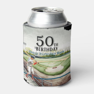 Baseball 50th Birthday Party Can Cooler