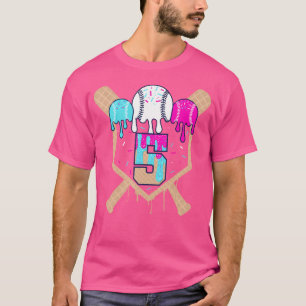 Baseball 5 Year Old Ice Cream Drip 5Th Birthday Bo T-Shirt