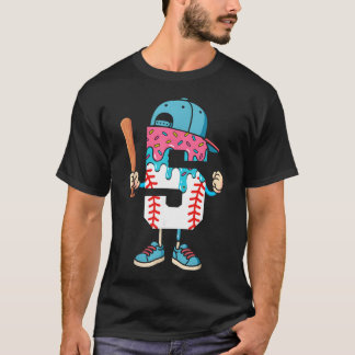 Baseball 5 Year Old Ice Cream Drip 5Th Birthday T-Shirt