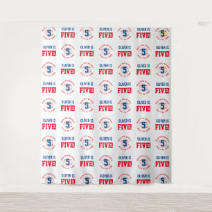 Baseball 5th Birthday Boys   Step Repeat Backdrop Tapestry