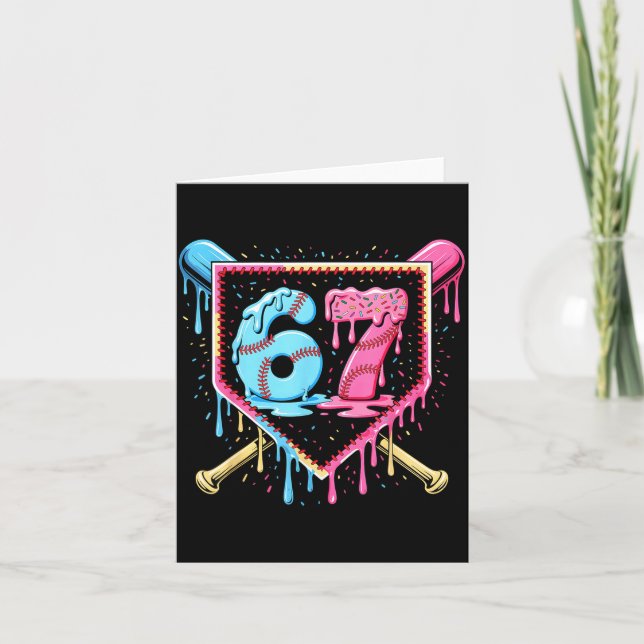 Baseball 67 Ice Cream Drip Funny Six Seven Meme Bo Card (Front)