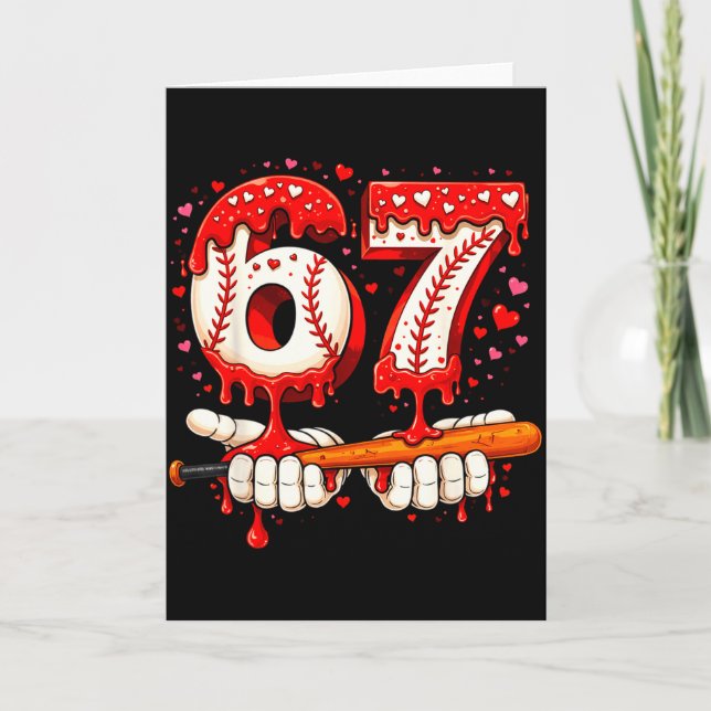 Baseball 67 Ice Cream Drip Six Seven Boys Fun Meme Card (Front)