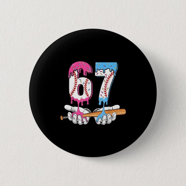 Baseball 67 Ice Cream Drip Six Seven Boys Funny Me 6 Cm Round Badge (Front)
