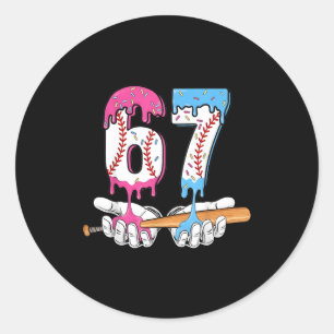 Baseball 67 Ice Cream Drip Six Seven Boys Funny Me Classic Round Sticker