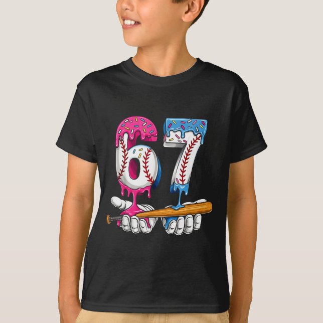 Baseball 67 Ice Cream Drip Six Seven Boys Funny Me T-Shirt (Front)