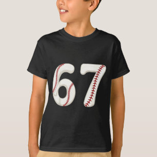 Baseball 67 Number Funny Six Seven Gen Alpha Meme  T-Shirt