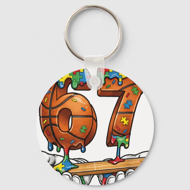 Baseball 67 Puzzle Drip Six Seven Meme Boys Autism Key Ring (Front)